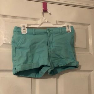 Turquoise jean shorts